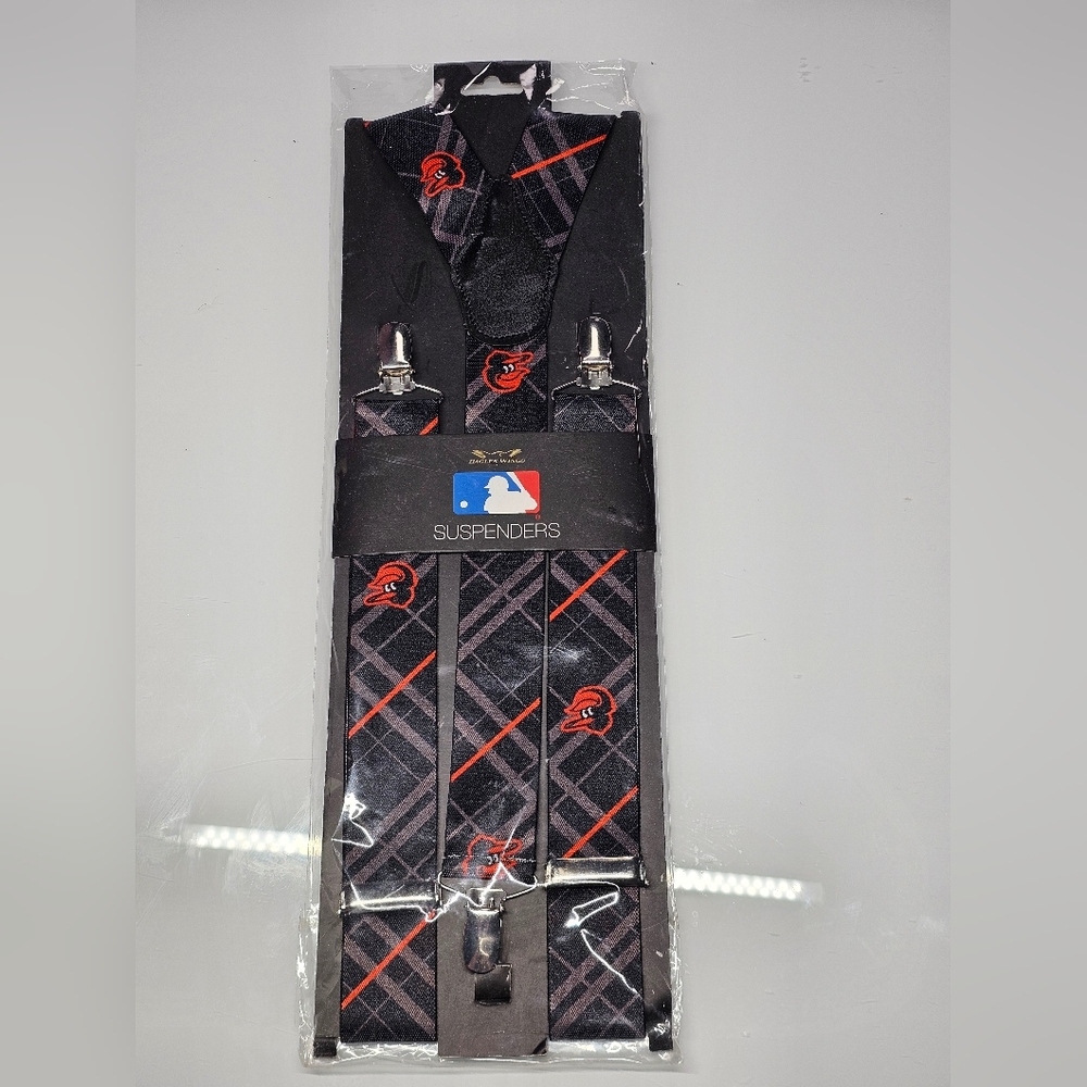 Men's Black and Red Suspenders